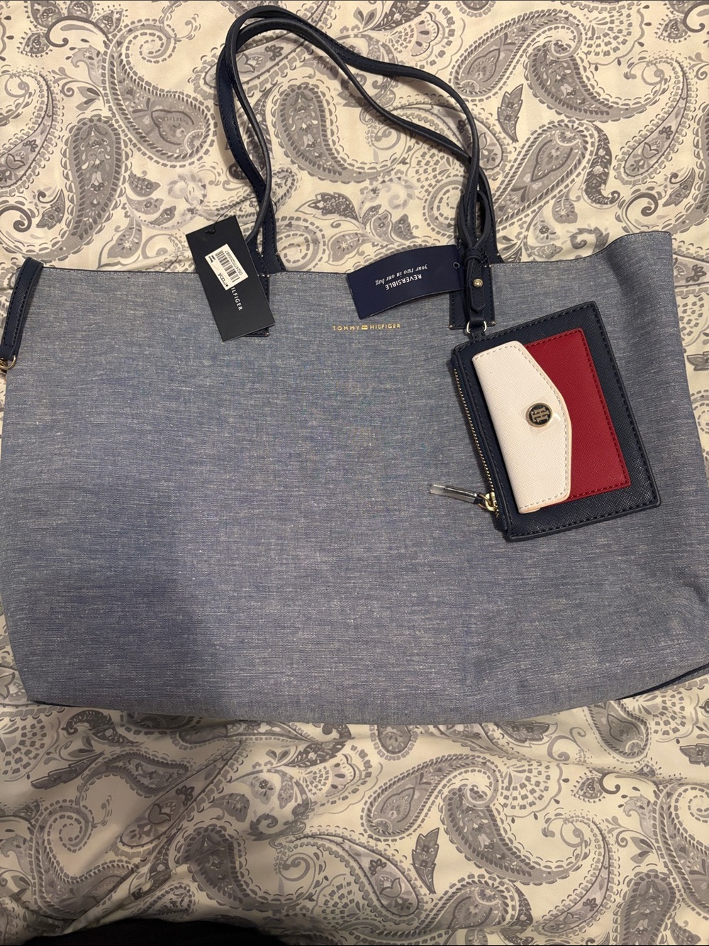 Tommy Hilfiger Denim Blue Tote with Tricolor Card Holder
